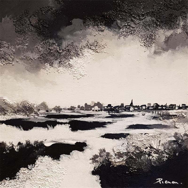 Gemälde Black Town 1 von Pienon Cyril | Gemälde Figurativ Landschaften Marine Acryl