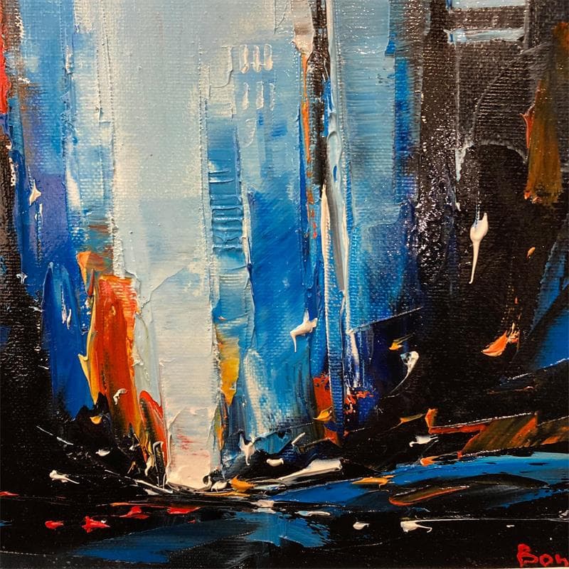 Peinture Winter lights par Bond Tetiana | Tableau Figuratif Urbain Huile