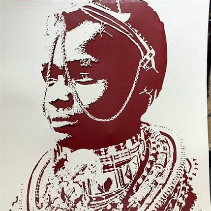 Peinture Maasai par Louafi Valentine | Tableau Figuratif Portraits