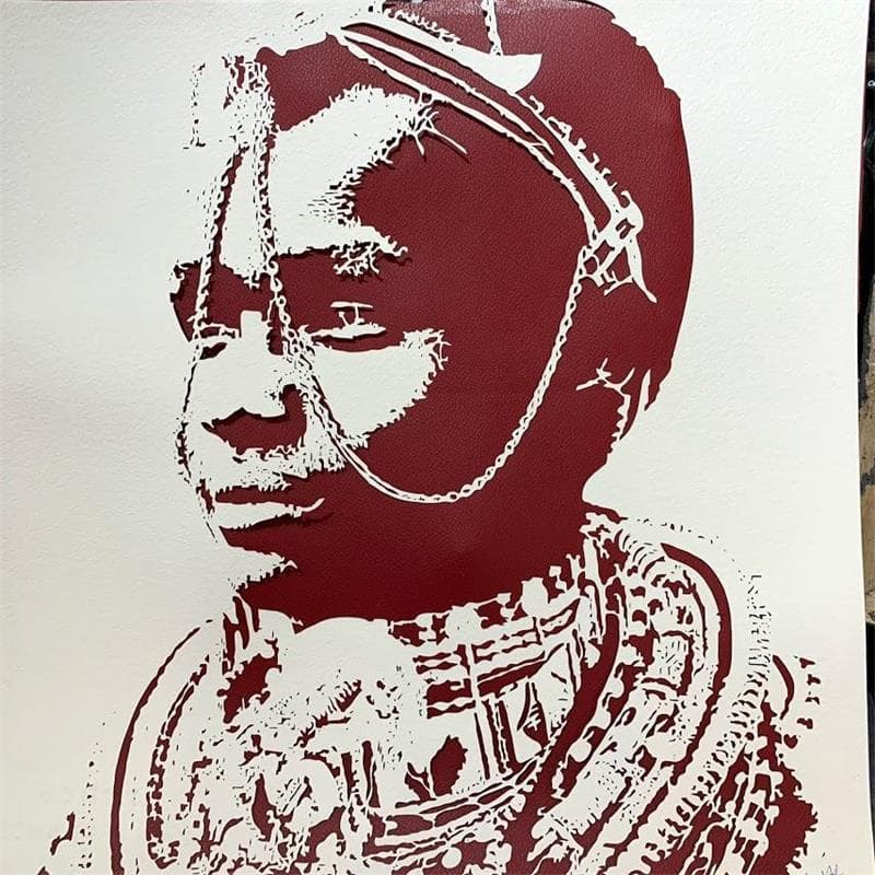 Painting Maasai by Louafi Valentine | Painting Figurative Portrait