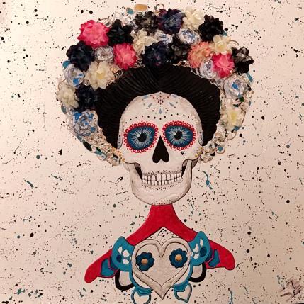 Pintura Flores de frida por Geiry | Pintura Arte bruto Retrato
