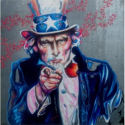 Painting Uncle Sam by Medeya Lemdiya | Painting Pop-art Metal Portrait