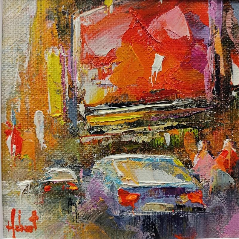 Painting Enseigne Rouge by Hébert Franck | Painting Figurative Landscapes Oil