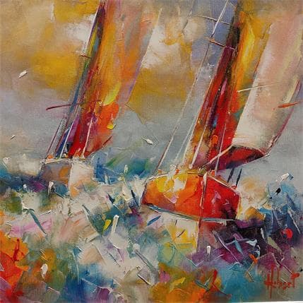 Painting Regate by Hébert Franck | Painting Figurative Oil Landscapes, Marine