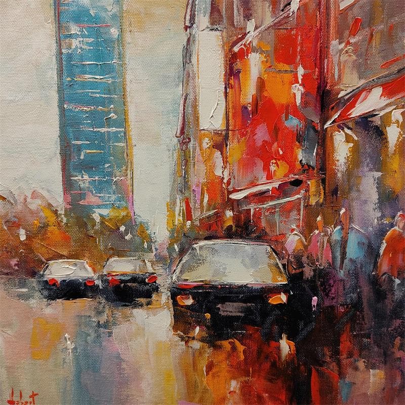 Painting Promenade urbaine by Hébert Franck | Painting Figurative Landscapes Urban Oil