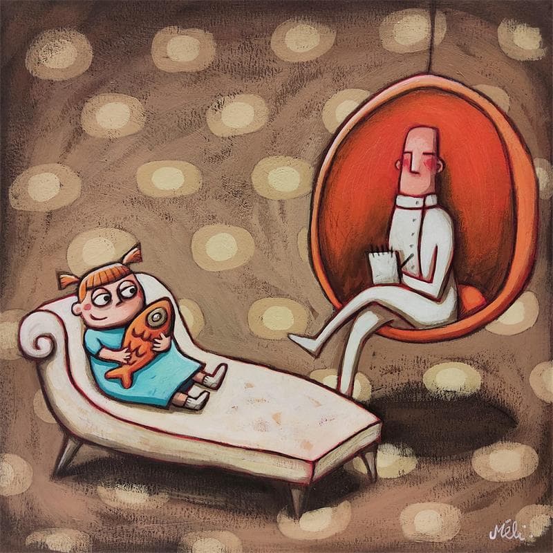 Pintura Le deuil por Catoni Melina | Pintura Arte naïf Life style Animales Acrílico