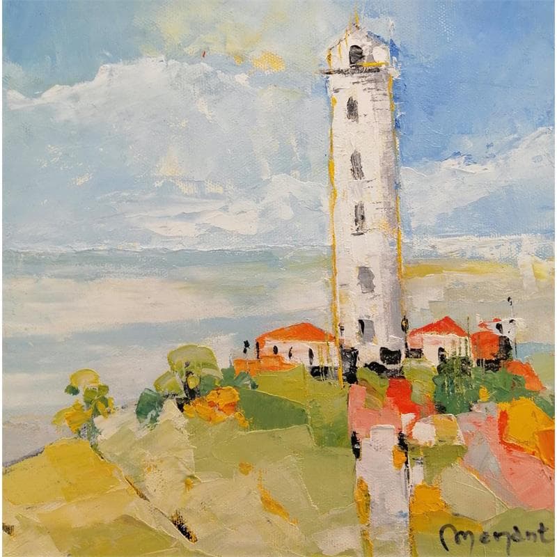 Peinture Le phare au bout de la pointe verte par Menant Alain | Tableau Acrylique