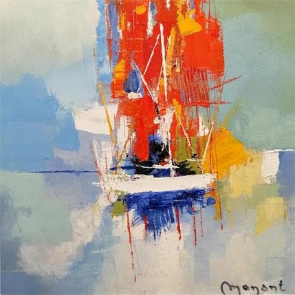 Peinture Composition voile rouge par Menant Alain | Tableau  Acrylique