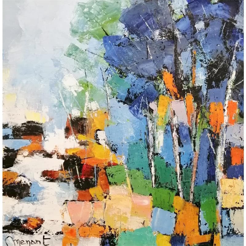Painting Les arbres à la cascade by Menant Alain | Painting Acrylic