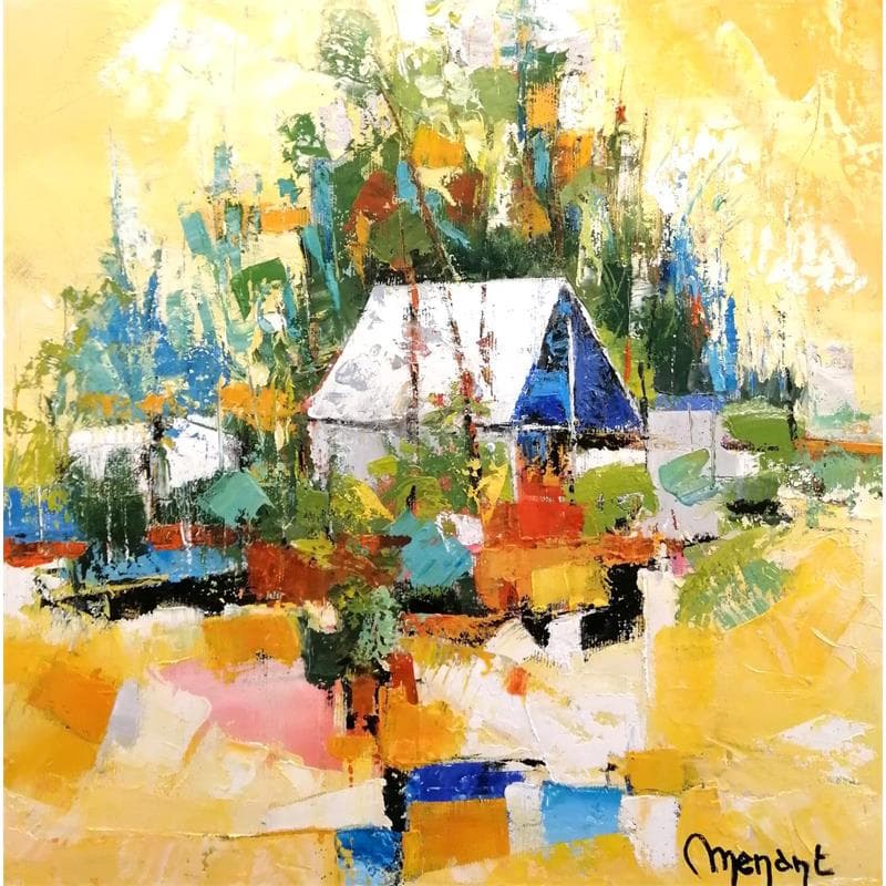 Peinture Chez Mr Talamona, rivière bleue par Menant Alain | Tableau Figuratif Paysages Huile Acrylique