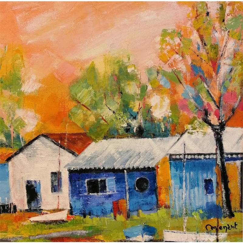 Painting Maisons de pêcheurs by Menant Alain | Painting Figurative Landscapes Oil Acrylic