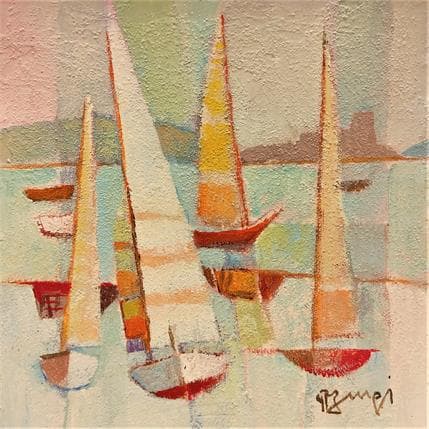 Peinture AN99 Régate devant château d'If par Burgi Roger | Tableau Figuratif Acrylique Marine, Paysages