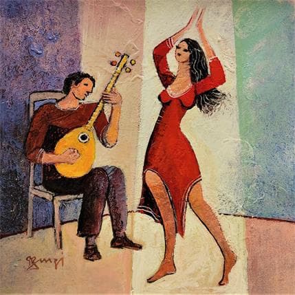 Peinture AN5 Flamenco par Burgi Roger | Tableau Figuratif Acrylique scènes de vie