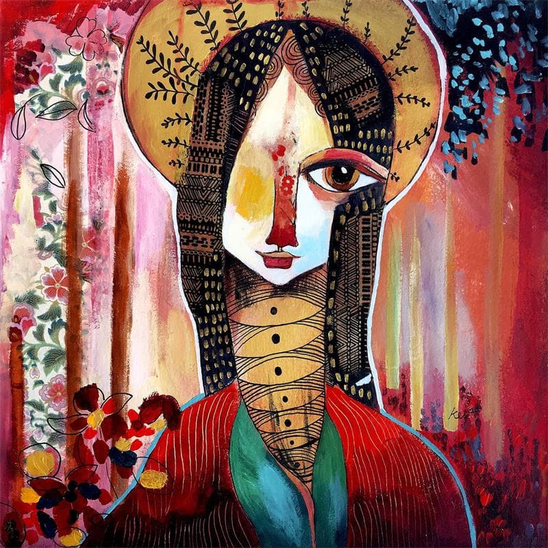 Painting Une fleur sauvage by Ketfa Laure | Painting Raw art Portrait Acrylic