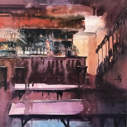 Peinture Trop tôt aux 3 Diables par Abbatucci Violaine | Tableau Figuratif Aquarelle Scènes de vie