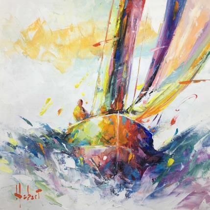 Painting Droit devant by Hébert Franck | Painting Figurative Oil Marine