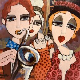 Painting C'est nous by Fauve | Painting Figurative Acrylic Life style, Portrait