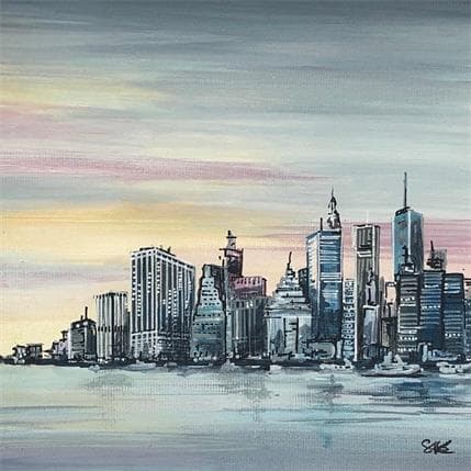 Painting New York au crépuscule by Touras Sophie-Kim | Painting Figurative Pop icons, Urban