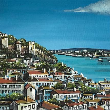 Painting Sur les toits de Lisbonne by Touras Sophie-Kim | Painting Figurative Pop icons, Urban