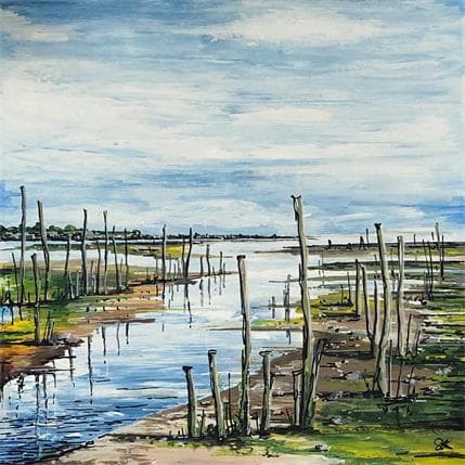 Painting Les reflets du Cap-Ferret by Touras Sophie-Kim | Painting Figurative Marine