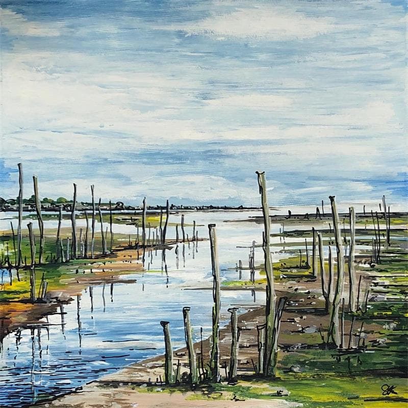 Painting Les reflets du Cap-Ferret by Touras Sophie-Kim  | Painting Figurative Marine
