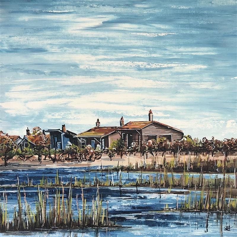 Painting Les maisons de pêcheurs du Cap-Ferret by Touras Sophie-Kim  | Painting Figurative Marine