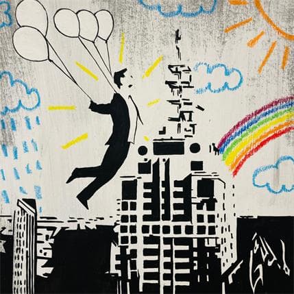 Peinture Man with five balloons par Di Vicino Gaudio Alessandro | Tableau  Acrylique