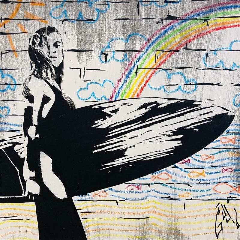 Peinture Surfer girl par Di Vicino Gaudio Alessandro | Tableau Acrylique