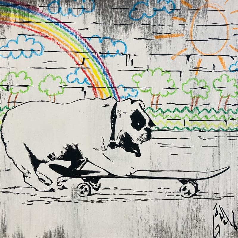 Peinture Skater dog par Di Vicino Gaudio Alessandro | Tableau Acrylique
