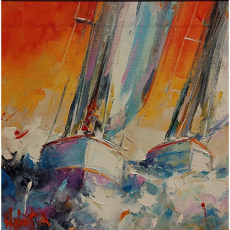 Painting Deux regate by Hébert Franck | Painting Figurative Marine Oil