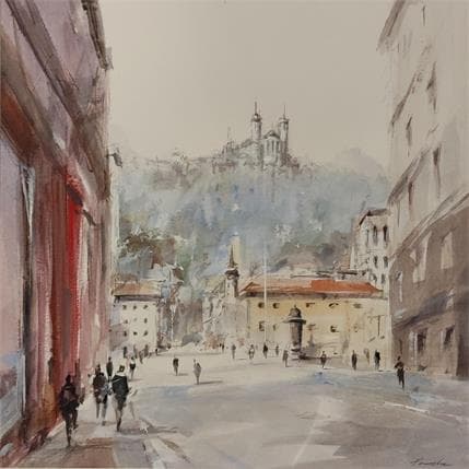 Painting Balade à Lyon by Poumelin Richard | Painting Figurative Oil