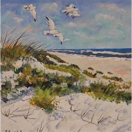 Peinture Dunes et mouettes 3 par Lallemand Yves | Tableau Figuratif Acrylique Marine