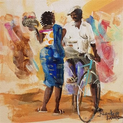 Peinture LA RENCONTRE 2 par Lama Niankoye | Tableau Figuratif Acrylique Scènes de vie