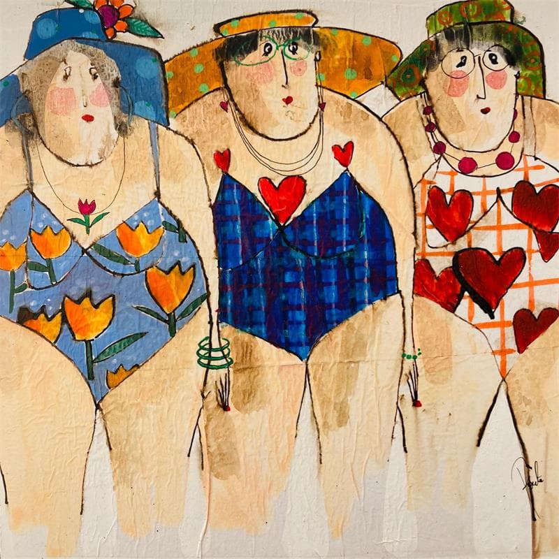 Painting Berthe, Valerie & Magerite by Colombo Cécile | Painting Acrylic Pastel