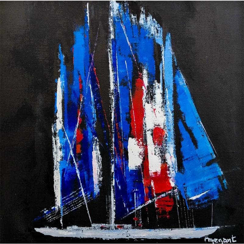 Painting La Goëlette, portrait au noir by Menant Alain | Painting Figurative Marine Oil Acrylic