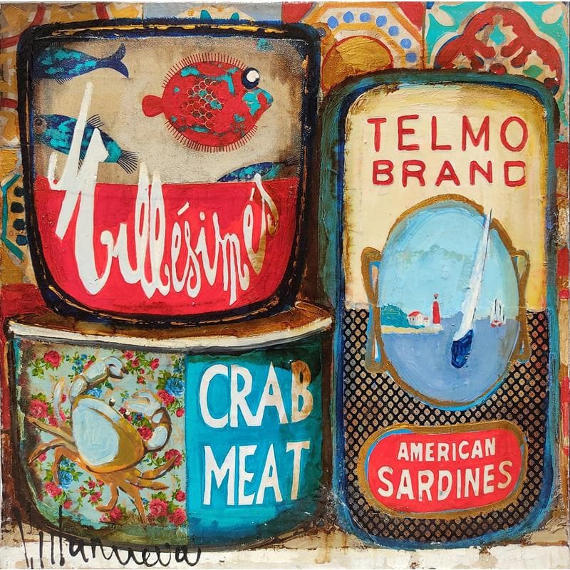 Painting Latas, by Villanueva Puigdelliura Natalia | Painting Figurative Marine Oil