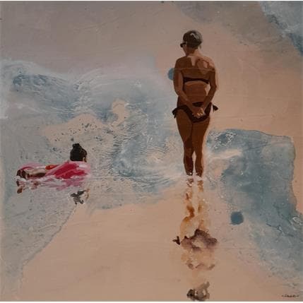 Peinture Maman vigie par Sand | Tableau Figuratif Acrylique Scènes de vie