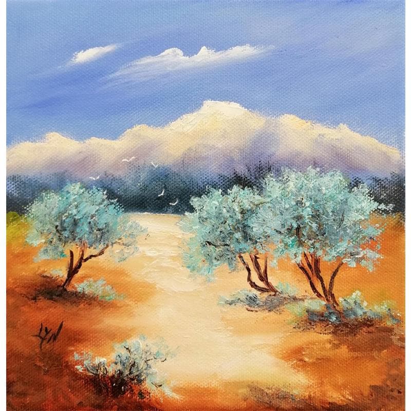 Peinture Plaine aux oliviers 3 par Lyn | Tableau Figuratif Paysages Huile