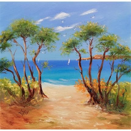 Pintura Petite plage secrète por Lyn | Pintura Figurativo Aceite Paisajes