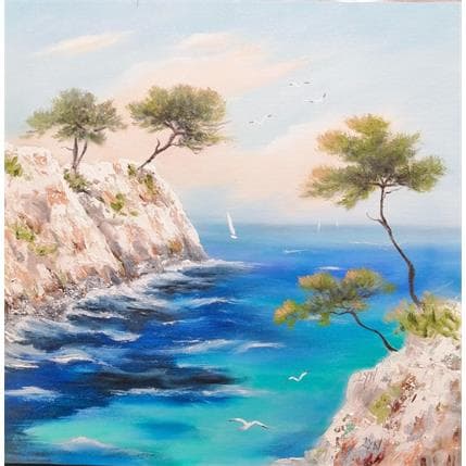 Pintura Pins et calanque por Lyn | Pintura Figurativo Aceite Paisajes