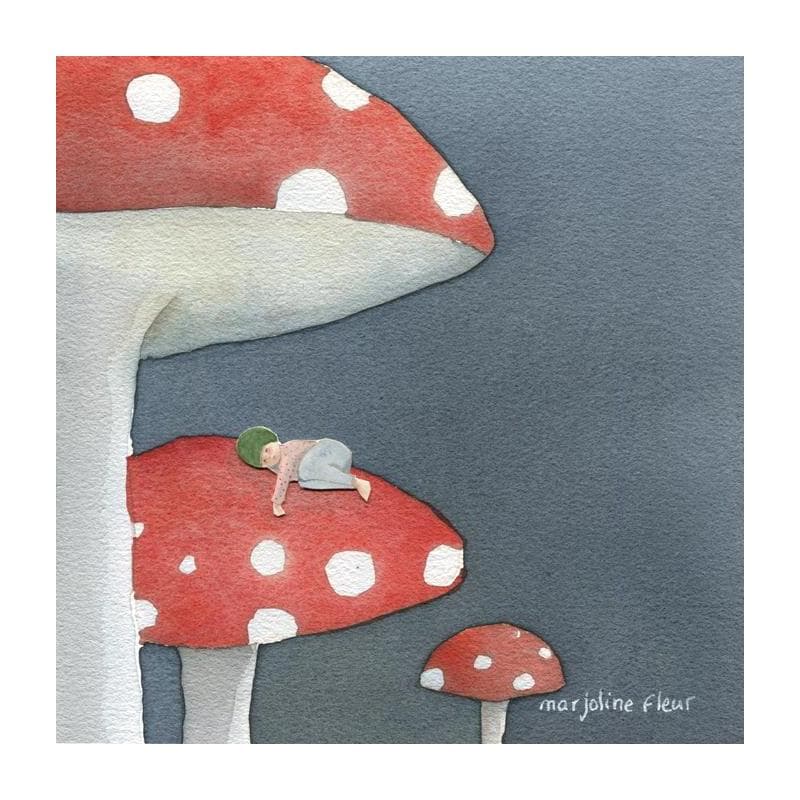 Peinture Charlie par Marjoline Fleur | Tableau Art naïf Scènes de vie Aquarelle