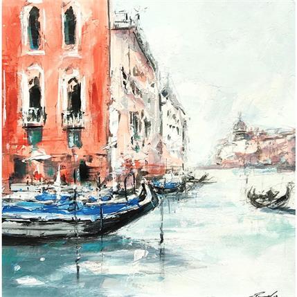 Peinture Venise au matin par Poumelin Richard | Tableau Figuratif Acrylique, Huile scènes de vie, Urbain