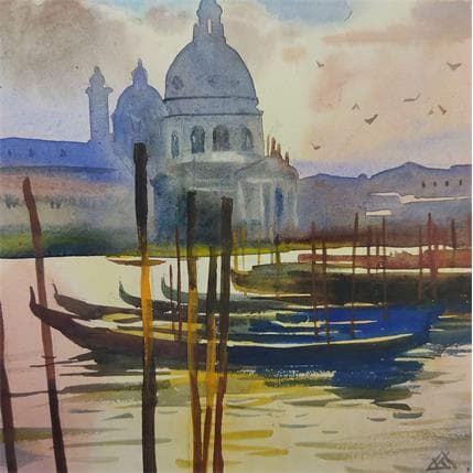 Peinture Venice - J11 par Khodakivskyi Vasily | Tableau Figuratif Aquarelle Urbain