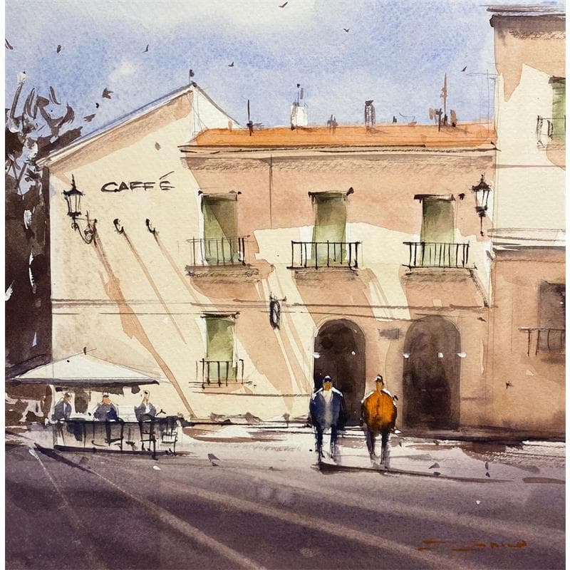 Painting The Morning Cuppa by Dandapat Swarup | Painting Figurative Landscapes Urban Life style Watercolor