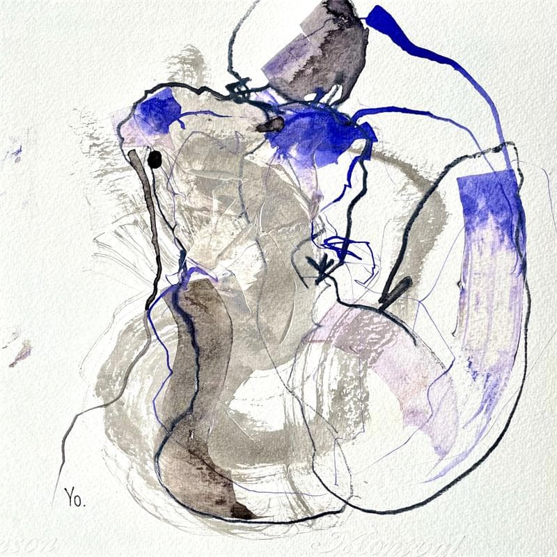 Gemälde C'est le moment de me le dire von YO | Gemälde Figurativ Akt Aquarell