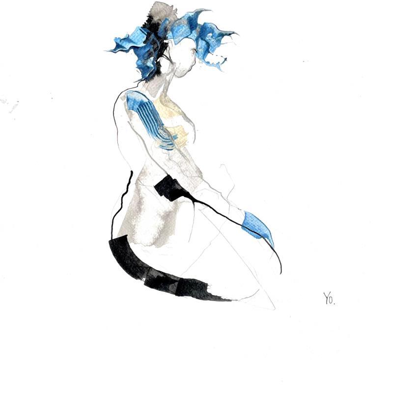 Peinture J'y réfléchis encore par YO | Tableau Encre