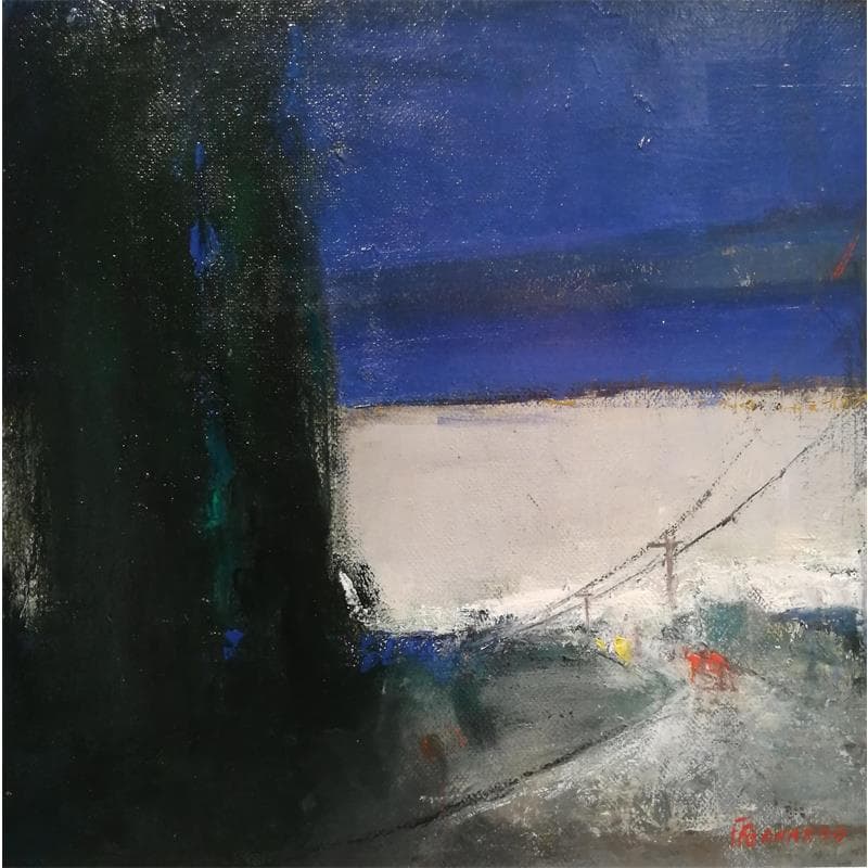 Peinture Entre chien et loup par Fernando | Tableau Figuratif Paysages Huile