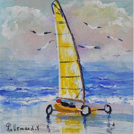 Peinture Char à voile par Lallemand Yves | Tableau Figuratif Acrylique Marine, Scènes de vie