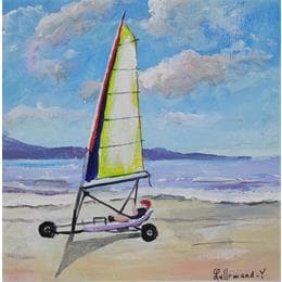 Painting Char à voile côte d'opale by Lallemand Yves | Painting Figurative Acrylic Life style, Marine, Pop icons