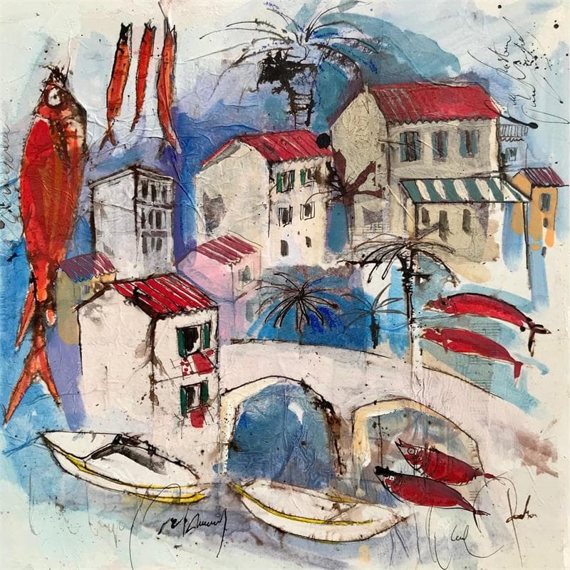 Gemälde Jolie crique von Colombo Cécile | Gemälde Figurativ Alltagsszenen Acryl